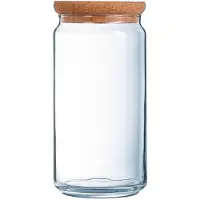Luminarc Pure-Jar - Pot de rangement - Couvercle en liège - 1,5 litre - Verre - (Lot de 6)