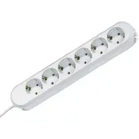 Bachmann Prise de table SMART, 6 prises, câble d'alimentation de 3,0 m, blanche, 1 pièce.