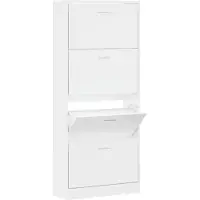vidaXL Armoire à chaussure Blanc brillant 63x24x147 cm Bois ingénierie