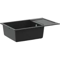 vidaXL Lavabo noir 780 x 500 mm 80% quartz et 20% résine