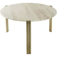 AYTM Table basse Tribus Gold Travertine | Ø80 cm