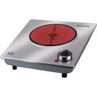 Jata V531 Cuisinière électrique vitrocéramique 1 brûleur. Une plaque de cuisson de 18 cm. Corps en acier inoxydable. 1.puissance de 200 W. Thermostat de température réglable. Extra plat