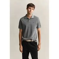 Gant pour homme. 2014102 Polo gris bicolore (M), Casuel, Coton, Manche courte