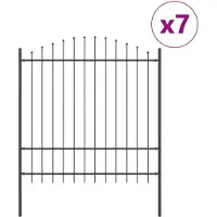 vidaXL Clôture de jardin 7 pièces Gris 170 x 215 cm Acier thermolaqué
