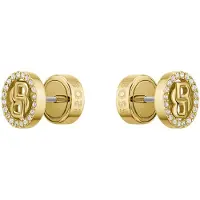 BOSS Boucles d’oreilles dorées ornées de cristaux et à monogramme Double B