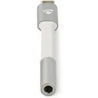 Nedis USB-C Adapter - USB 2.0 - USB-C mâle - 3.5 mm femelle - 0.08 m - rond - doré - tressé / nylon - argent / blanc - emballage avec fenêtre transparente