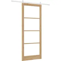vidaXL Porte coulissante Nature 93 x 232 cm en pin massif et verre