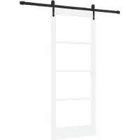 vidaXL Porte coulissante , 83 x 202 cm, en bois massif (pin) et verre, de couleur blanche