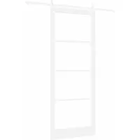 vidaXL Porte coulissante blanche 93 x 232 cm en pin massif et verre