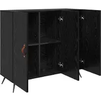 vidaXL Buffet noir aspect chêne 89,5 x 34 x 80 cm en aggloméré