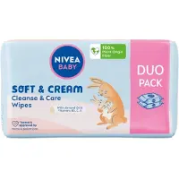 Nivea Baby Soft amp ; Cream lingettes biodégradables, 2 x 57 pcs