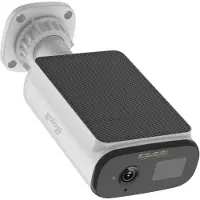 Gologi Solar Premium Caméra de sécurité extérieure - 10 400 mAh - 2,5K - Vision nocturne - Détection de mouvement - Caméra de surveillance - Panneau solaire - Sans fil - USB-C - WiFi et App - Blanc