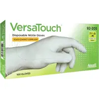 Ansell Gants jetables VersaTouch 92-205, non imprimés, blancs, taille 9, boîte de 100. (8.5, 9, L)