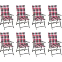 vidaXL Chaises de jardin réglables avec coussins 8 pcs. Gris acacia