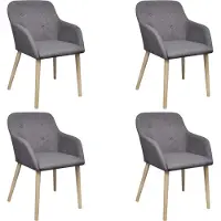 vidaXL Chaises de salle à manger 4 pcs. Gris clair Tissu et bois massif Chêne