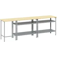 vidaXL , ensemble de 3 établis de travail, beige et gris, en acier avec revêtement par poudre