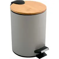 Spirella Seau à cosmétiques 3 litres inox bambou avec abaissement automatique et seau intérieur Adonis Poubelle de salle de bains Softclose Poubelle Taupe