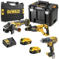DeWalt Pack 3 outils Perforateur SDS-plus, Meuleuse 125 mm et Perceuse-visseuse compacte DCK327P2T (DCH263 / DCG405 / DCD791)