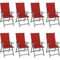 vidaXL Chaises de jardin réglables avec coussins 8 pcs. Gris acacia