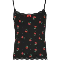 Pussy deluxe Top Rockabilly de - Cherries Classic Top - XS - XXL - pour Femme - noir/rouge - Taille XS