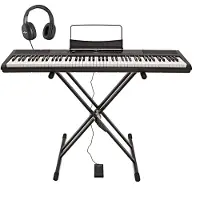 Gear4Music Piano de Scène SDP-2 par + Support Pédale et Casque