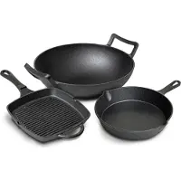 Blackwell Ensemble de poêles - Wok - Série Fonte - 23 x 23 cm - 3 pièces