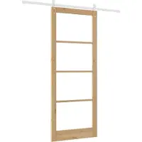 vidaXL Porte coulissante , 93 x 232 cm, en bois massif de pin et en verre, finition naturelle