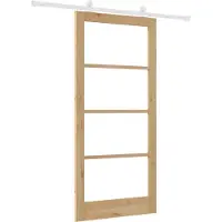 vidaXL Porte coulissante ORKDAL, 93 x 202 cm, en bois massif de pin et en verre, finition naturelle