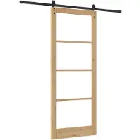 vidaXL Porte coulissante ORKDAL, 93 x 232 cm, en bois massif de pin et en verre, finition naturelle