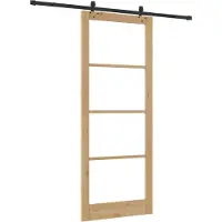 vidaXL Porte coulissante Nature 93 x 232 cm en pin massif et verre