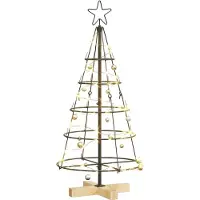vidaXL Arbre en cône de Noël avec support Noir 90 cm Acier