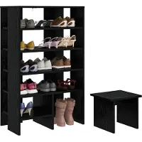 vidaXL Cabinet à chaussures 2 pcs Chêne noir Bois d'ingénierie