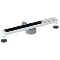 vidaXL Siphon de douche avec cache en verre et siphon 360° noir 60 cm