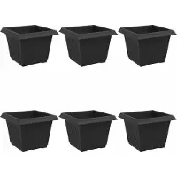vidaXL Pot De Fleurs Carré 6 Pcs Noir 43 X 43 X 33.5 Cm Plastique