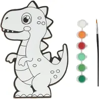 Wins Holland Canvas Schilderen - Dino - incl Penseel en 6 kleuren verf