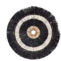 Bazar Bizar Décoration suspendue feuille de bananier et mendong noir 110x11x110cm