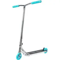 Centrano Trottinette freestyle Core SL3 Complete, chrome / bleu-vert | Plateau en aluminium forgé, roues Vent de 110 mm et roulements ABEC 9