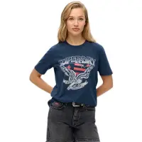 Superdry pour femme. W1011611A T-shirt Embellish Varsity Relaxed marine (M), Casuel, Coton, Manche courte