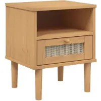 vidaXL Table De Chevet Senja Marron 40x35x48 Cm Bois De Pin Solide