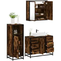 vidaXL Ensemble de meubles de salle de bain 3 pièces chêne fumé bois composite