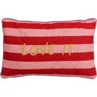 Mica Decorations Coussin Décoratif Love It - Avec Housse de Coussin - Decoration Maison Decoration Chambre - 55 x 35 x 10 cm - Coton, Lin, Polyester - Rouge, Rose, Jaune