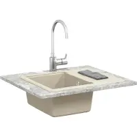vidaXL Lavabo, composé de 80 % de quartz et 20 % de résine, dimensions 560 x 460 mm, couleur beige