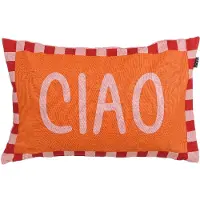Mica Decorations Coussin Décoratif Ciao - Avec Housse de Coussin - Decoration Maison Decoration Chambre - 55 x 35 x 10 cm - Coton, Lin, Polyester - Orange, Rose, Rouge