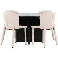 Ebuy24 Strada ensemble pour salle à manger table extensible Ø120cm, 170cm et 4 chaises noir, beige.