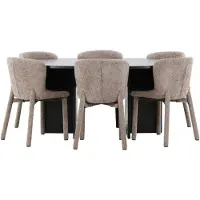 Ebuy24 Strada ensemble pour salle à manger table extensible Ø120cm, 170cm et 6 chaises noir, brun.