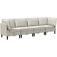 vidaXL Ensemble de salon avec coussins et rangement, 4 pièces, velours crème