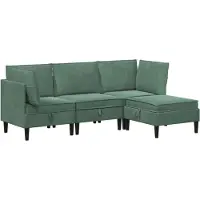 vidaXL Ensemble de salon avec coussins et rangement, 4 pièces, velours vert d'eau