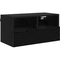 vidaXL Meuble TV mural noir imitation chêne 60 x 30 x 30 cm