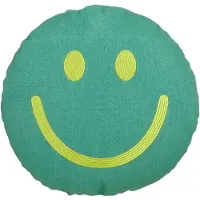 Mica Decorations Coussin Décoratif Smiley - Avec Housse de Coussin - Decoration Maison Decoration Chambre - Ø45 x 10 cm - Coton, Polyester - Vert