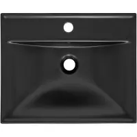 OEM Lavabo en céramique avec trop-plein, 51 x 41,5 x 15,5 cm, noir mat, modèle design